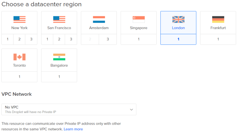 Расположение сервера Linux Ubuntu на Digital Ocean для установки MQTT-брокера Mosquitto