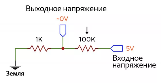 Делитель напряжения с высоким R1