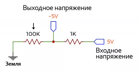 Делитель напряжения с высоким R2