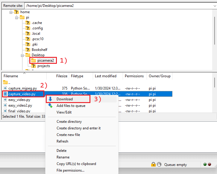 Скачивание файлов с Raspberry Pi на ПК с помощью FileZilla