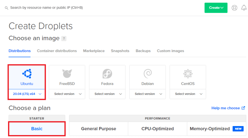 Выбор версии Ubuntu для Droplet