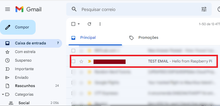 Получение электронного письма от Raspberry Pi