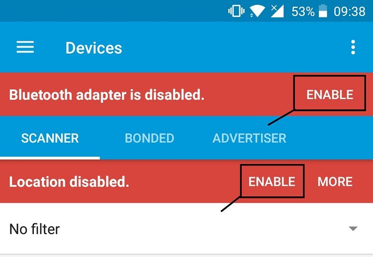 Включение Bluetooth на смартфоне для nRF Connect