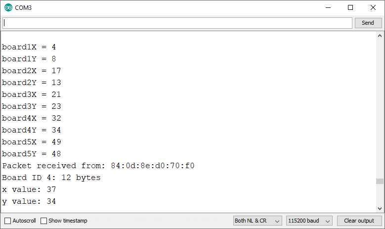 ESP-NOW приём данных от нескольких плат ESP32 в мониторе порта