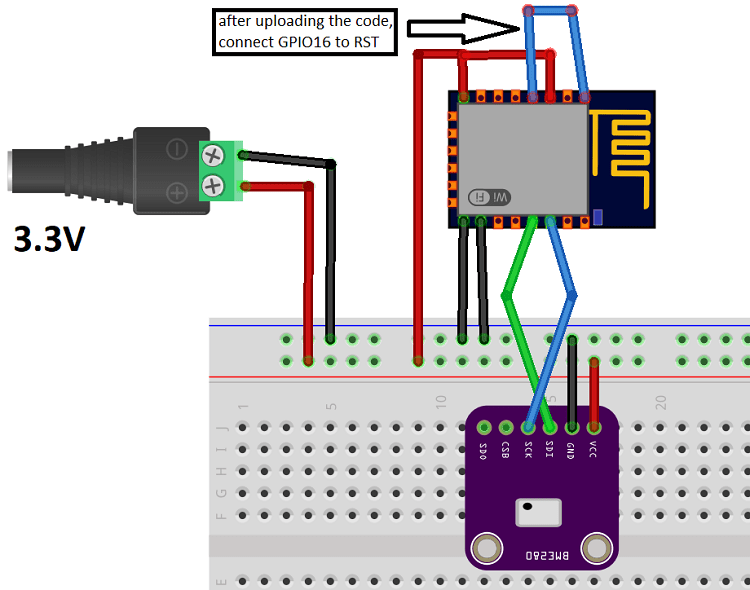 ESP8266 12-E BME280 schematic
