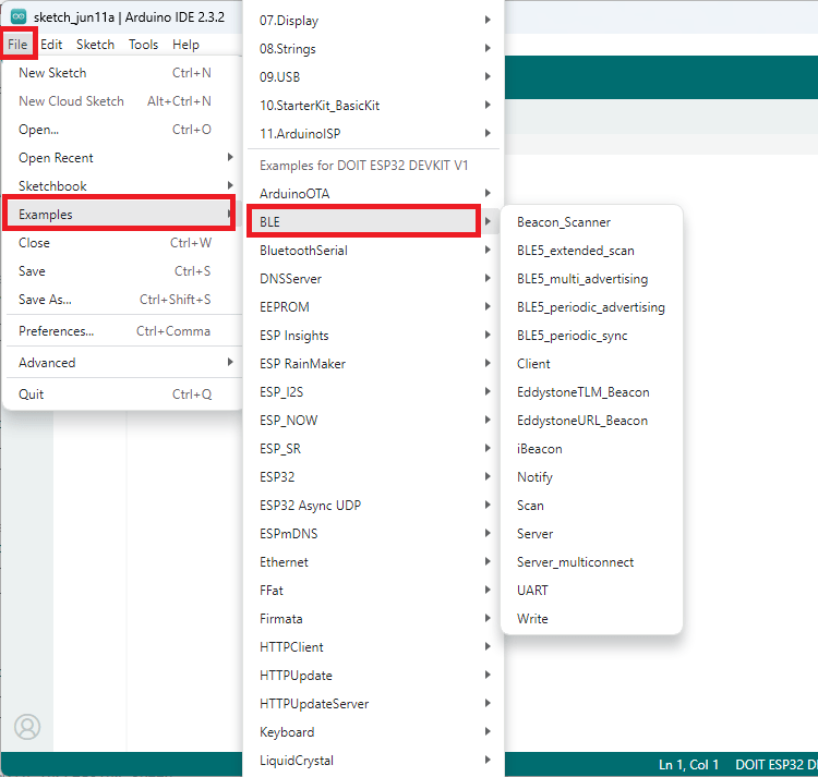 Примеры ESP32 Bluetooth Low Energy в Arduino IDE