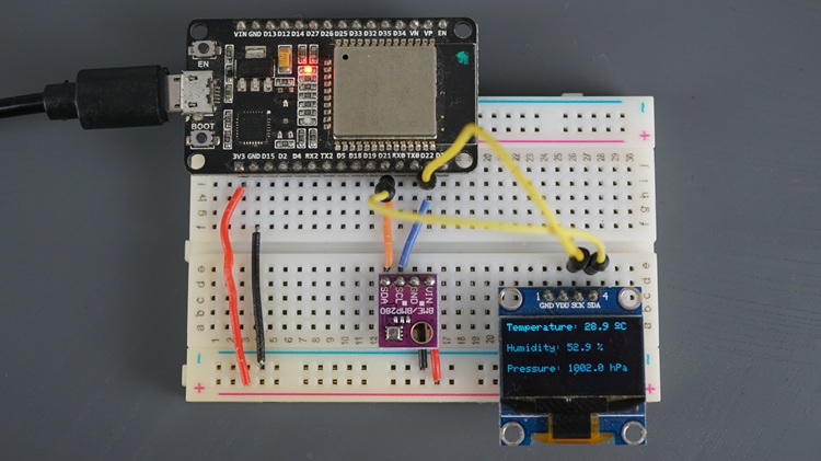 ESP32 отображение показаний датчика BME280 на OLED дисплее