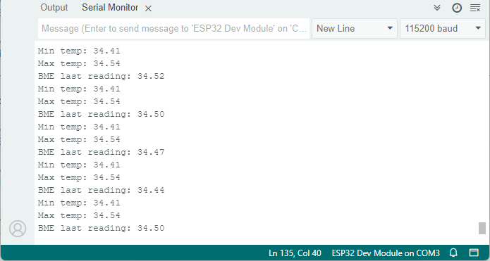 ESP32 CYD BME280 - демонстрация монитора последовательного порта с температурой