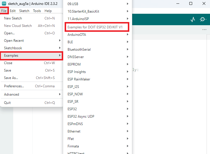 Примеры для ESP32 в Arduino IDE
