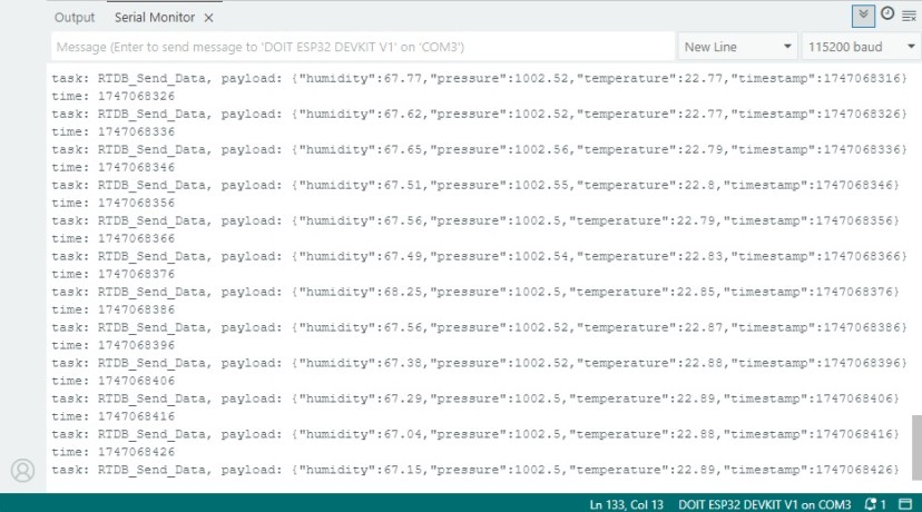 ESP32 отправка JSON Firebase Serial Monitor