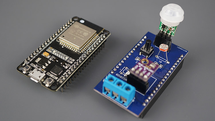 ESP32 IoT Sensor Shield PCB и плата ESP32