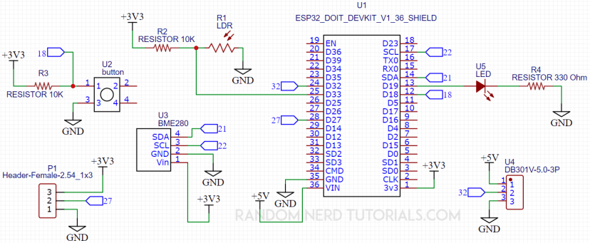 Принципиальная схема ESP32 IoT Shield PCB