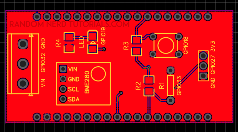 Компоновка печатной платы ESP32 IoT Shield