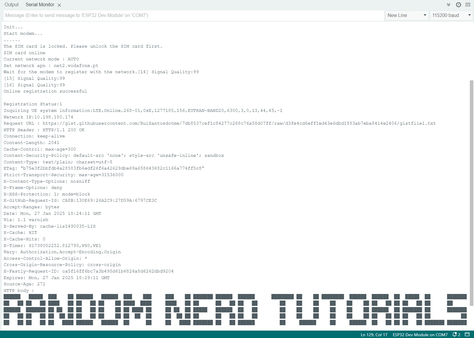 Демонстрация HTTPS GET запроса на плате ESP32 LILYGO TTGO T-A7670G