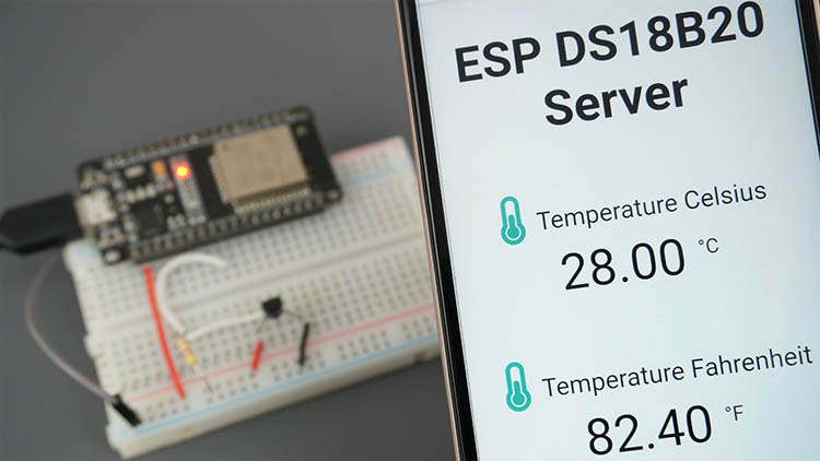 Отображение показаний температуры DS18B20 на веб-сервере ESP32 в Arduino IDE