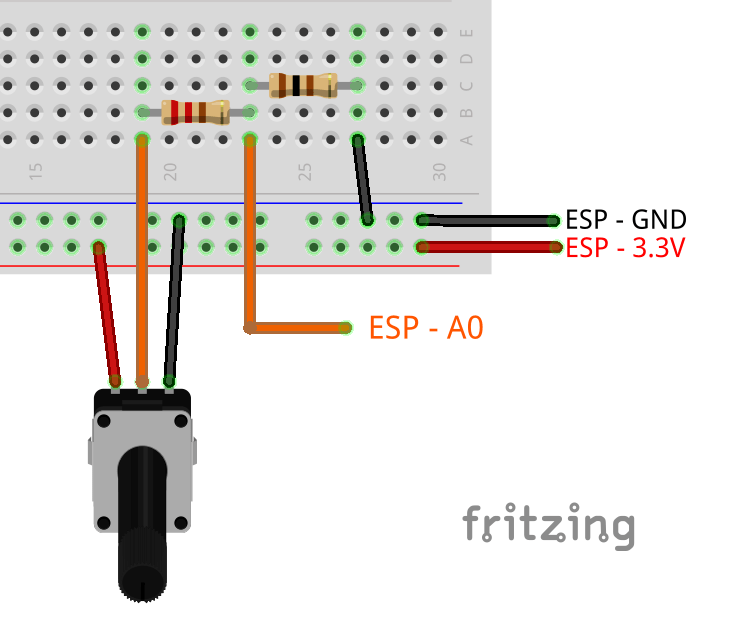 ESP8266 АЦП чтение аналогового значения схема