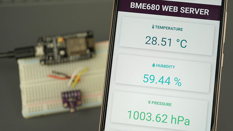 ESP8266 NodeMCU BME680 датчик газа веб-сервер демонстрация