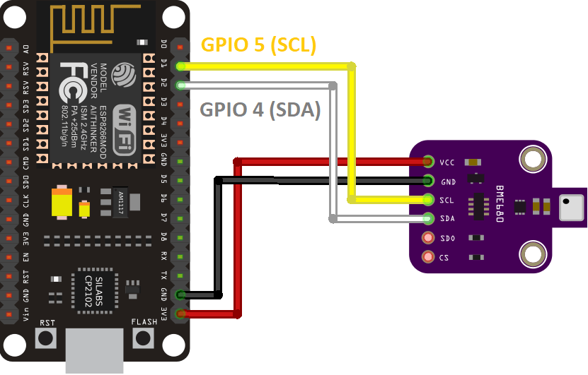 ESP8266 BME680 схема подключения I2C