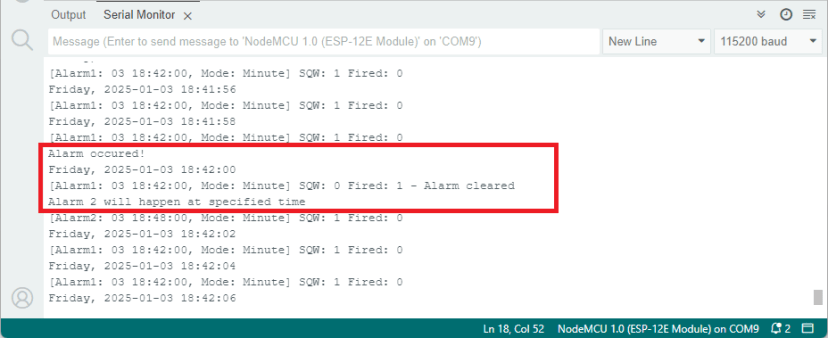 ESP8266 с модулем DS3231 RTC — срабатывание будильников