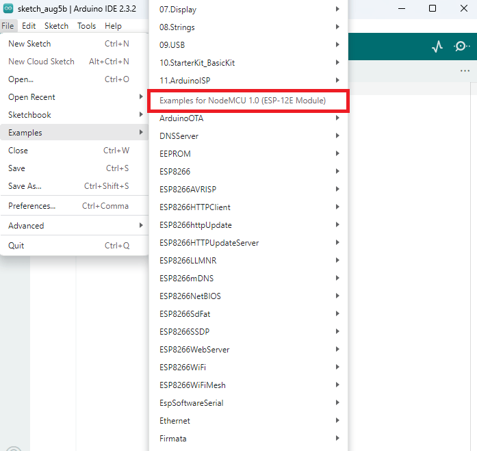 Примеры ESP8266 в Arduino IDE