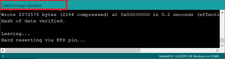 ESP8266 LittleFS образ успешно загружен