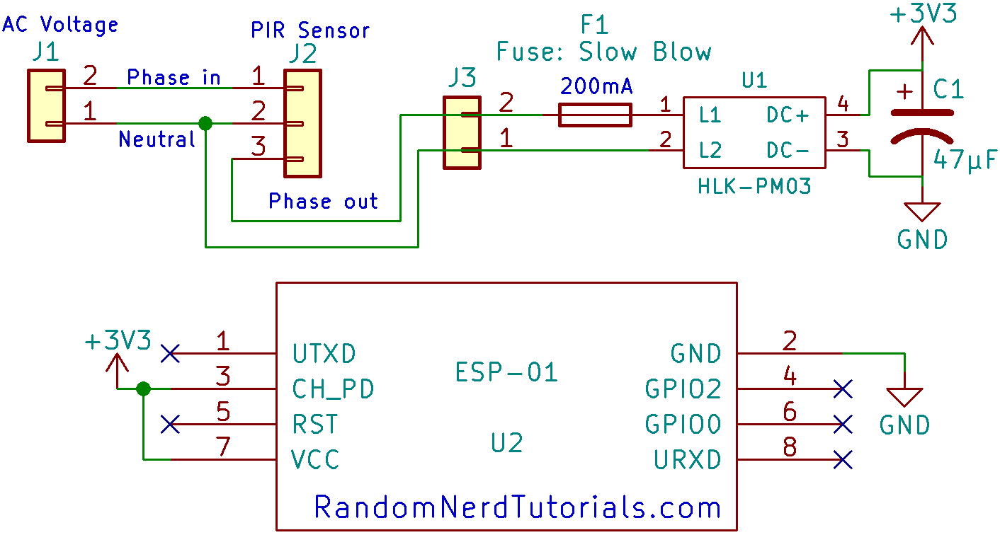 Принципиальная схема ESP8266 PIR Arduino IDE MQTT HLK-PM03