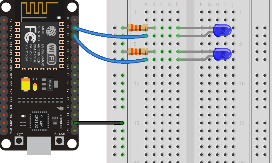 Схема подключения ESP8266 веб-сервера