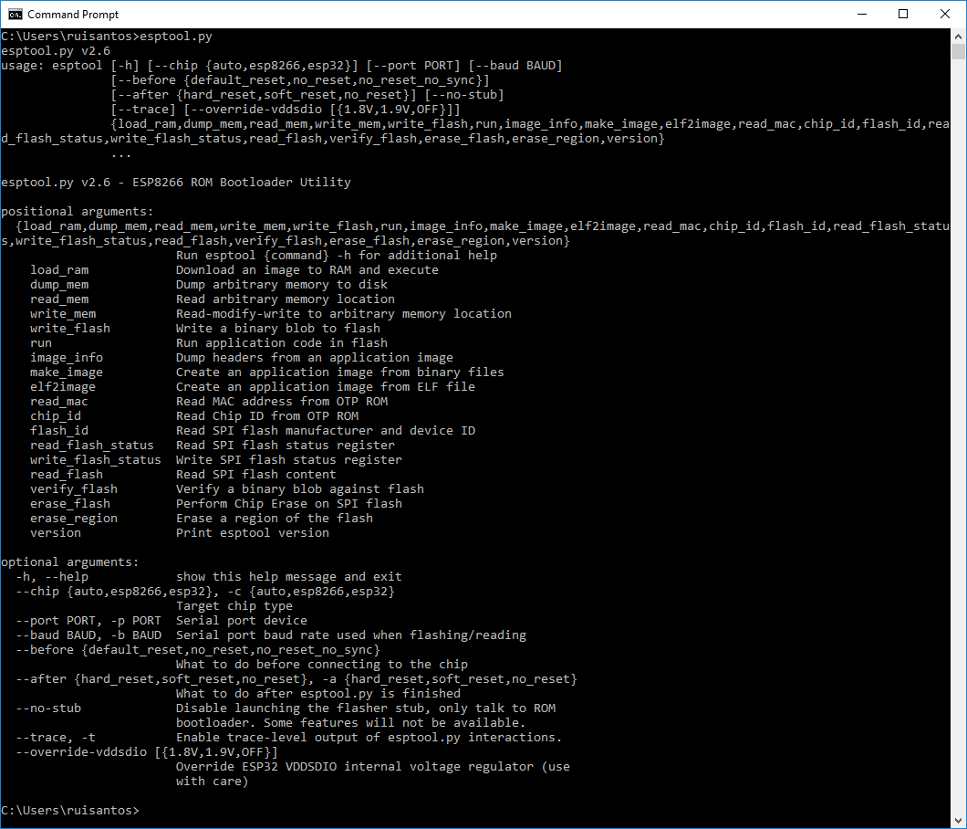 esptool.py успешно запущен