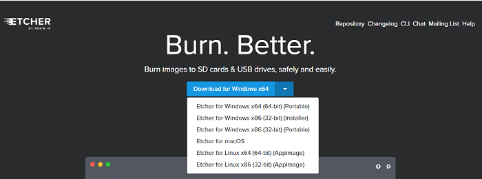 Etcher — версии для разных операционных систем