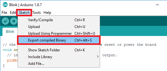 Экспорт скомпилированного бинарного файла в Arduino IDE