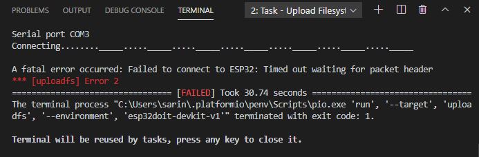 Ошибка Timed out waiting for packet header VS Code PlatformIO