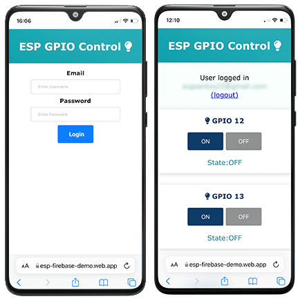 Firebase Web App управление GPIO ESP32 ESP8266 из любой точки мира с аутентификацией