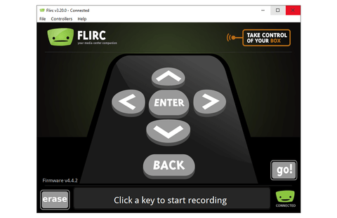 Программа FLIRC — устройство подключено