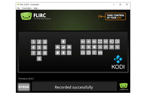 Программа FLIRC — кнопка успешно записана