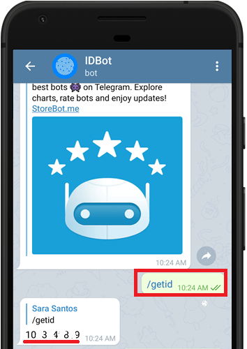 Telegram получение Chat ID с помощью IDBot getid