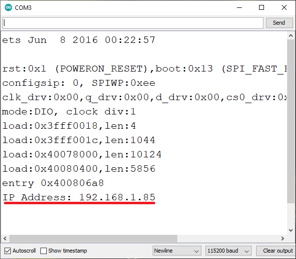 Получение IP-адреса в примере CameraWebServer через монитор порта Arduino IDE ESP32-CAM