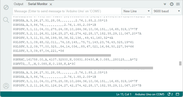 Получение необработанных GPS-данных с Arduino и NEO-M8N