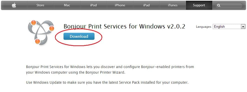 Установка Apple Bonjour Print Services