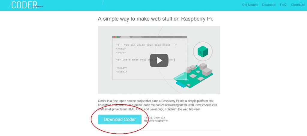 Страница загрузки Google Coder