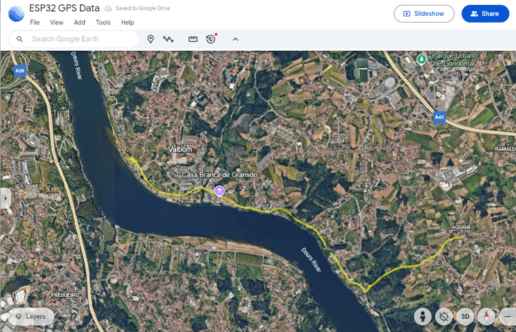 ESP32 — отображение маршрута в Google Earth