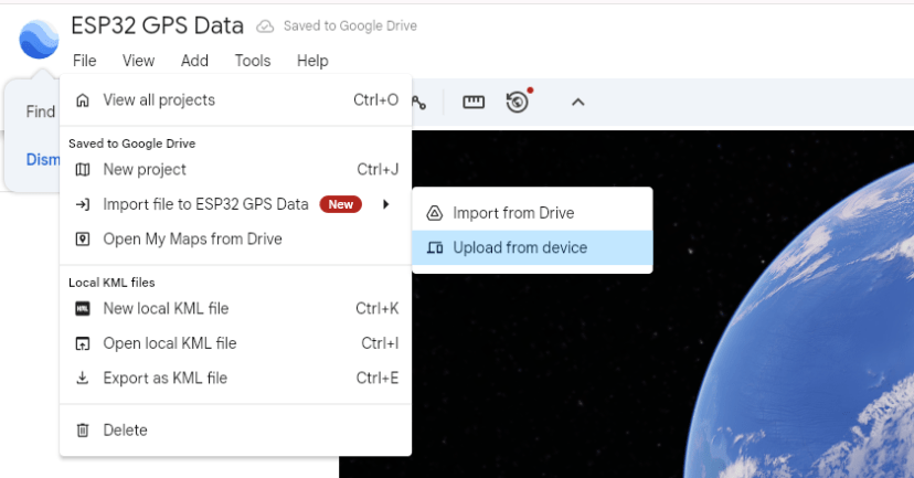 Загрузка файла в Google Earth