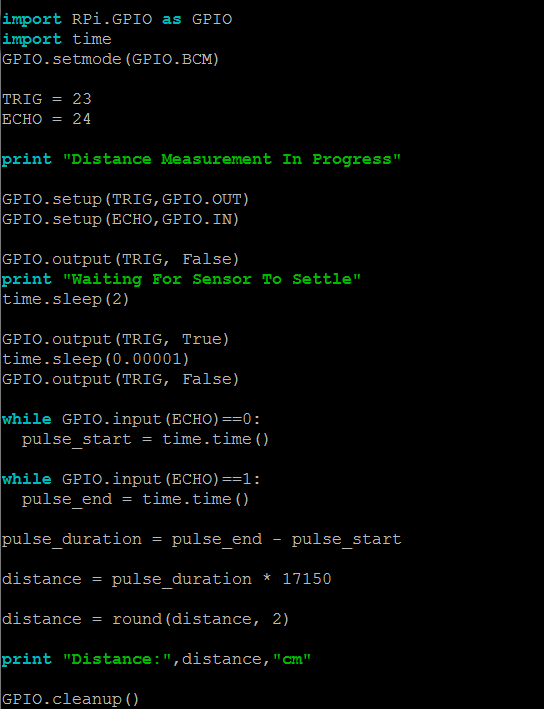 Полный Python-скрипт для измерения расстояния