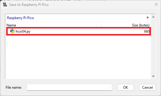 Файл библиотеки HC-SR04 MicroPython создан в Thonny IDE
