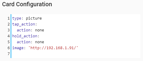 Конфигурация карточки Home Assistant