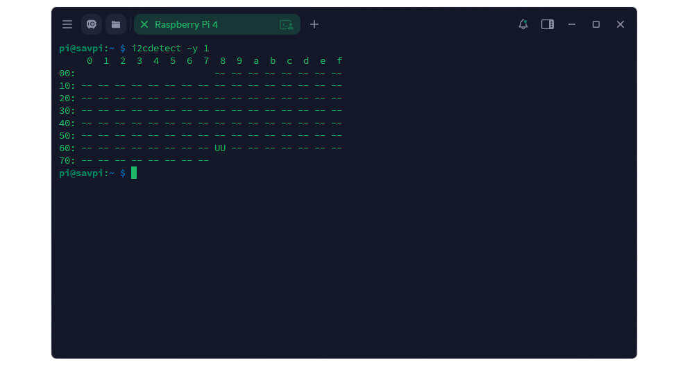 Вывод команды i2cdetect