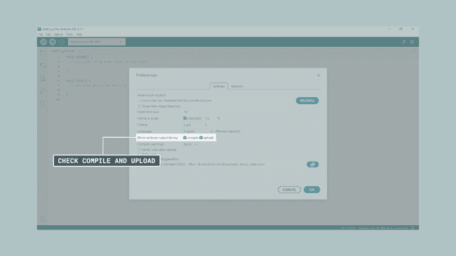Окно настроек Arduino IDE