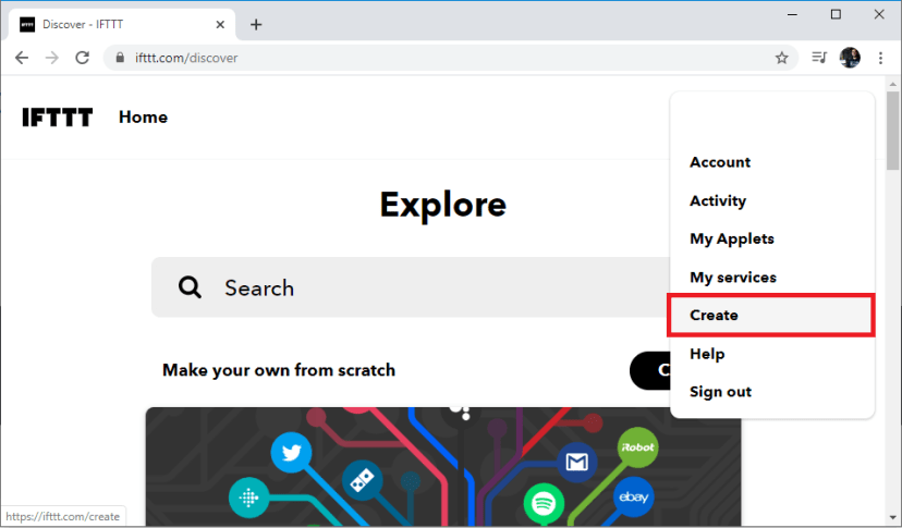 IFTTT discover создание нового апплета