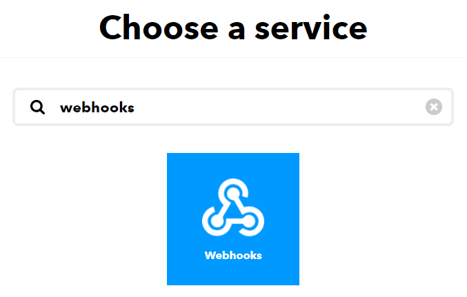 IFTTT выбор сервиса Webhooks
