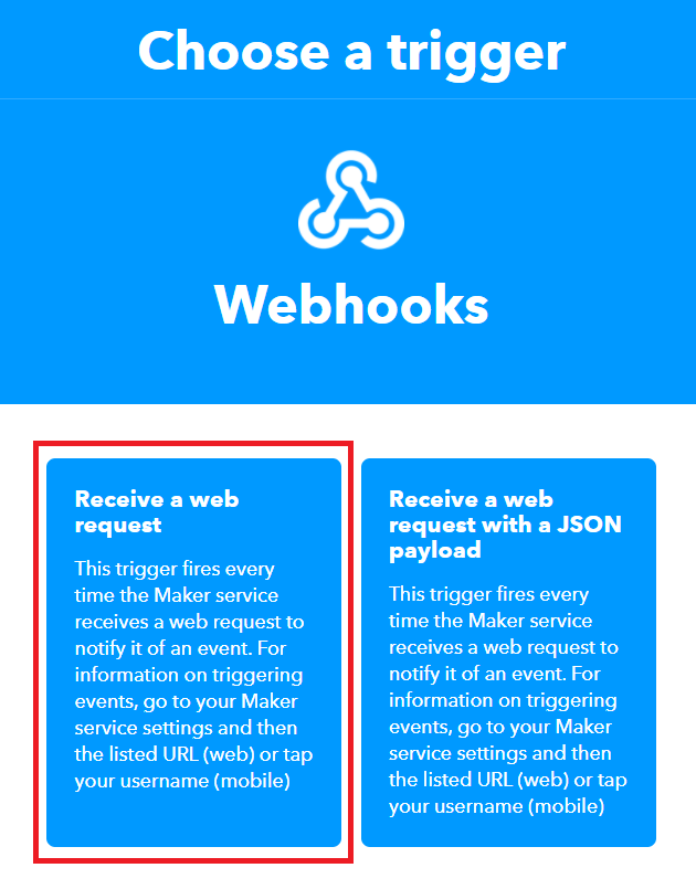 IFTTT Webhooks получение веб-запроса