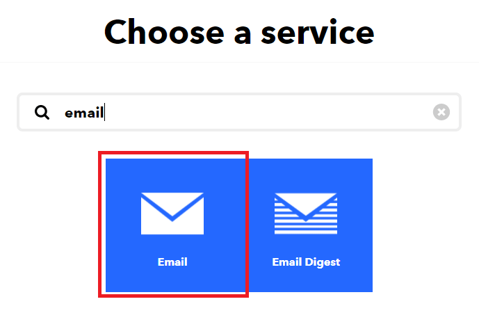 IFTTT выбор сервиса email